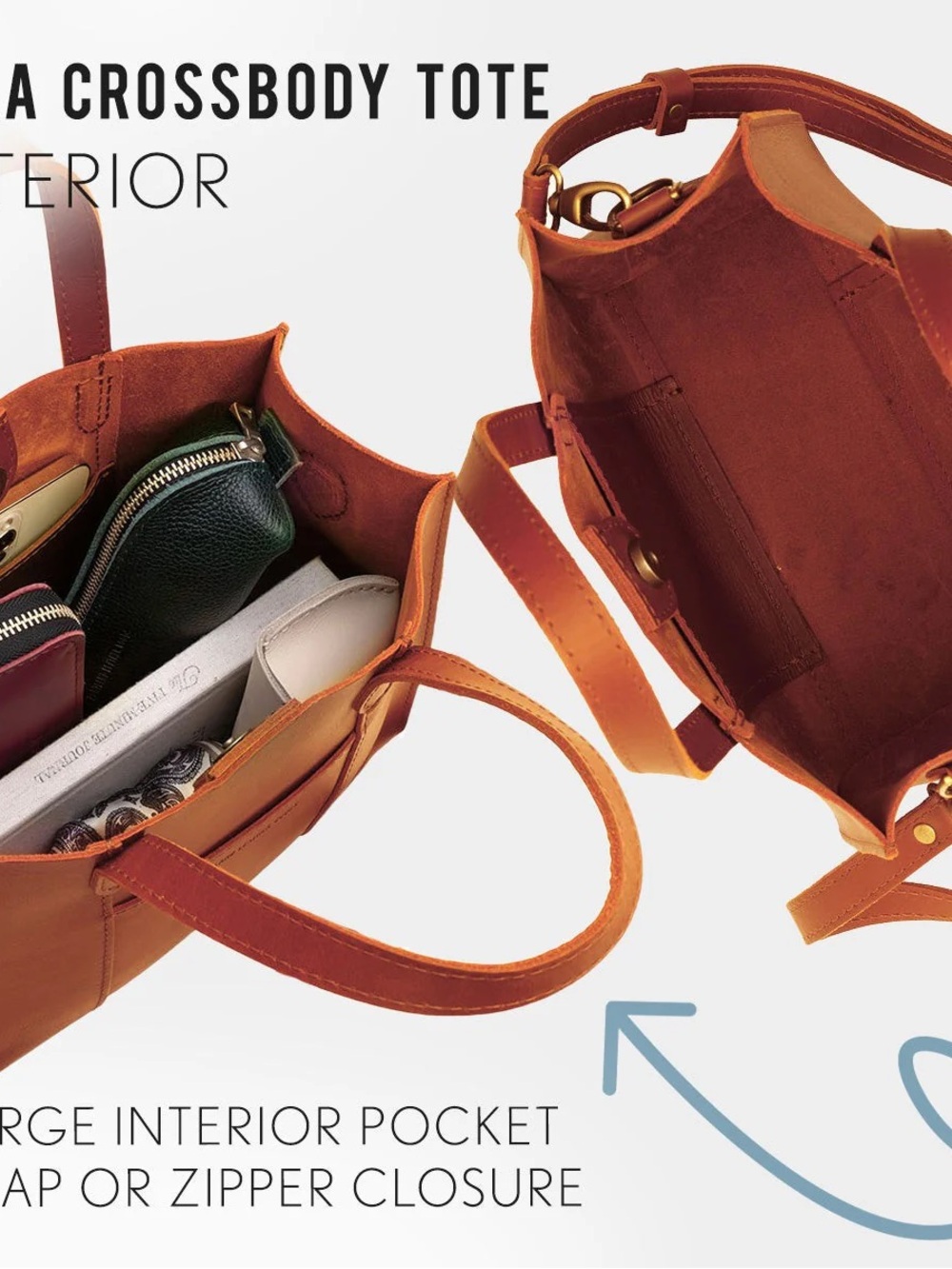Portland Leather Lola Crossbody Tote- Madrone - Picture 14 of 16